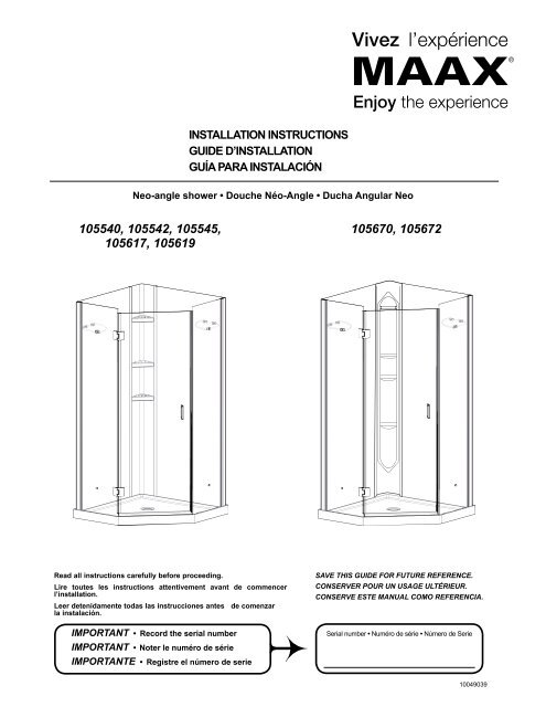 Installation Instructions Guide D Installation Guaa Para