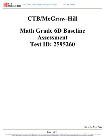 2013 Incoming Math Grade 6D Assignment