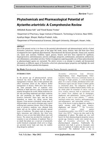 Phytochemicals and Pharmacological Potential of Nyctanthes ...