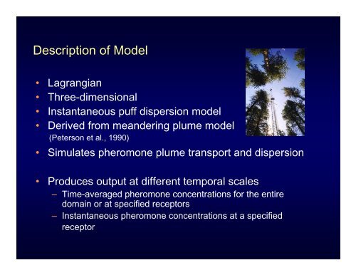 Modeling In-Canopy Dispersion of Pheromones Using a Puff Model