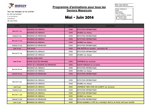 Voir le programme des animations en cours - Massy