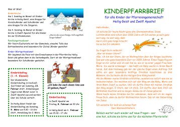 Kinderpfarrbrief - Katholische Pfarrgemeinden Heilig Geist und ...