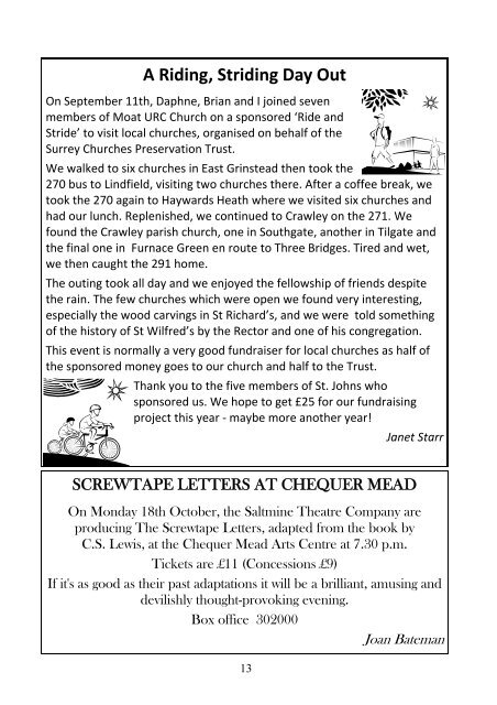 from the editor - St John's Felbridge