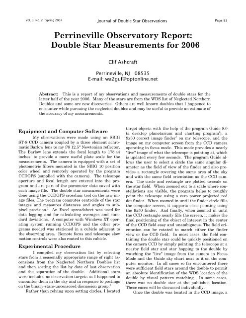 Perrineville Observatory Report: Double Star ... - JDSO.org