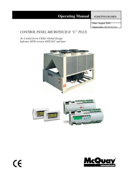 CONTROL PANEL MICROTECH II â Câ PLUS - McQuay