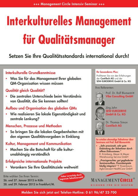 Seminar: Interkulturelles Management für Qualitätsmanager ...