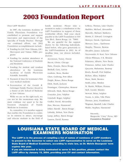 *LA Family Physician V16#2 03 - Louisiana Academy of Family ...