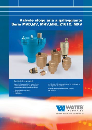 Valvole sfogo aria a galleggiante Serie MVD,MV ... - WATTS industries