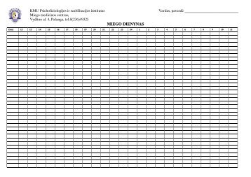 Miego dienynas - Psichofiziologijos ir reabilitacijos institutas