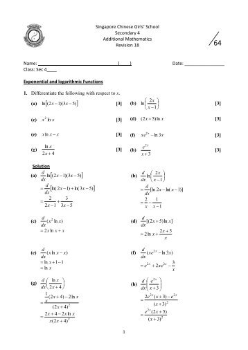 School Secondary 4 Additional Mathematics Revision ... - ASKnLearn