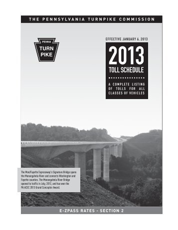 the 2013 E-ZPass Toll Schedule PDF - The Pennsylvania Turnpike