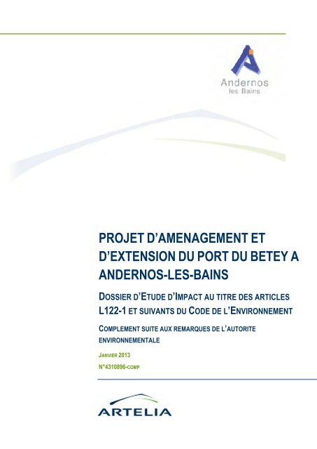 4310896 - Etude d'impact - Port du betey ... - Mairie d'Andernos