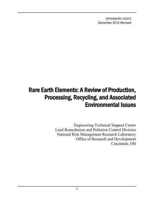 Rare Earth Elements: A Review of Production, Processing ...