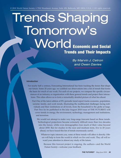 Trends Shaping Tomorrow's - World Future Society