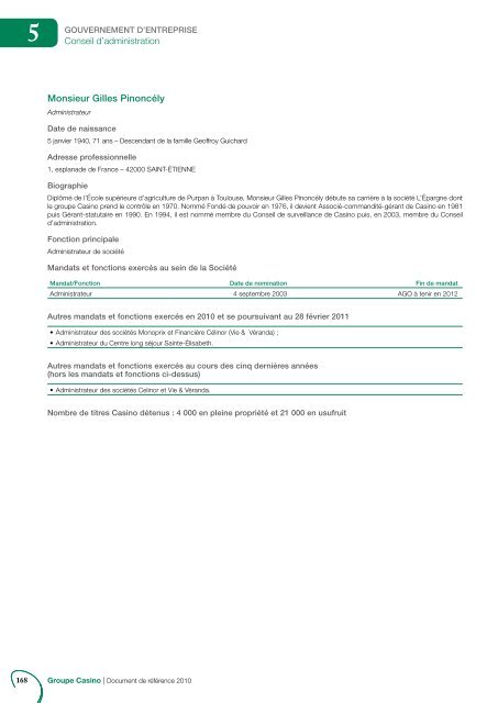 Document de rÃ©fÃ©rence 2010 (3.8 Mo) - Groupe Casino