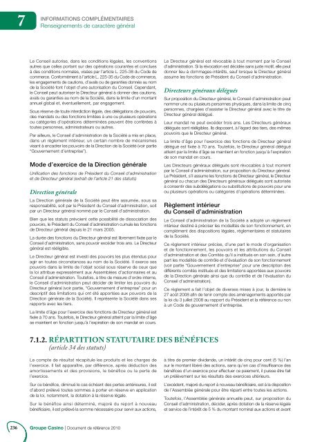 Document de rÃ©fÃ©rence 2010 (3.8 Mo) - Groupe Casino