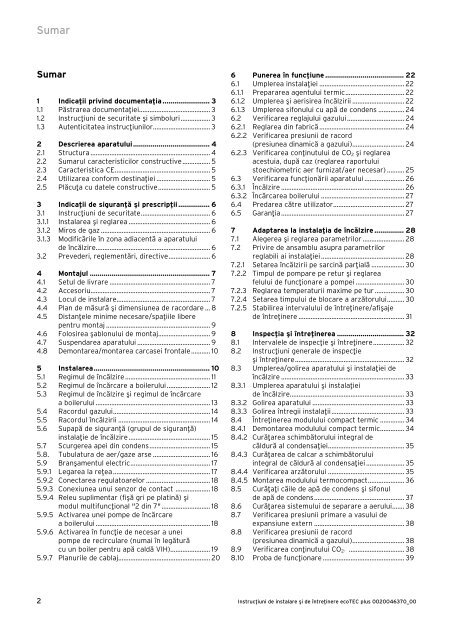 ecoTEC PLUS 65kW - instructiuni de instalare si intretinere ... - Vaillant