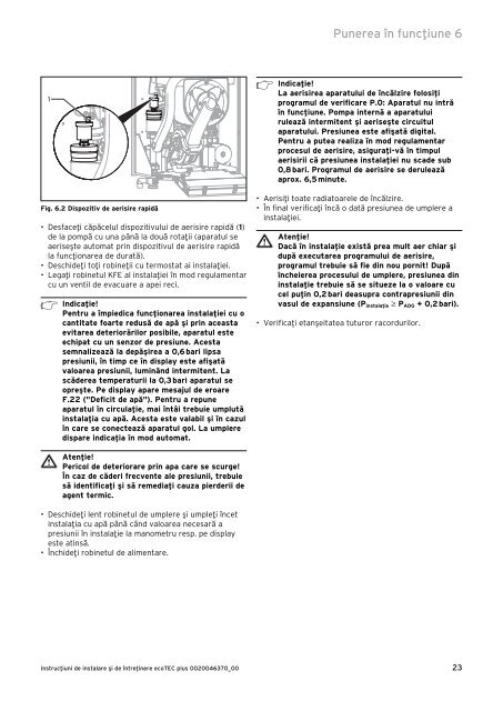 ecoTEC PLUS 65kW - instructiuni de instalare si intretinere ... - Vaillant