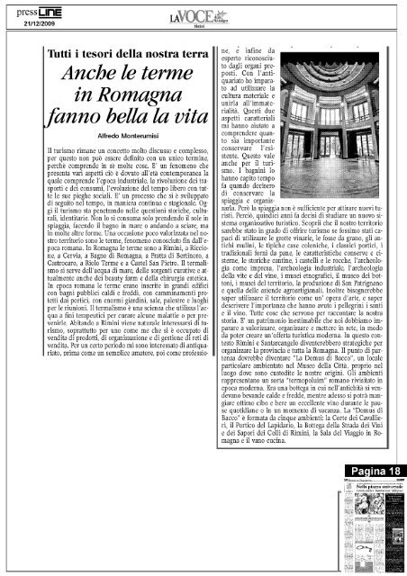 Anche le terme ín Romagna fanno bella la vita - Camera di ...
