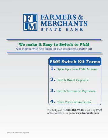 F&M Switch Kit Forms - Farmers & Merchants State Bank