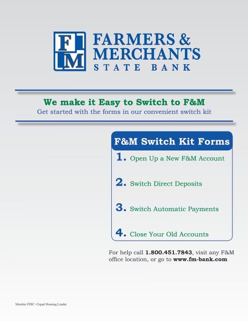 F M Switch Kit Forms Farmers Merchants State Bank