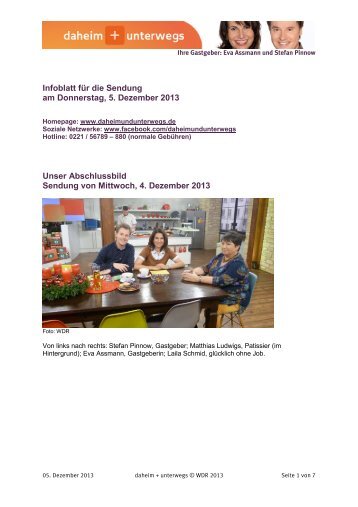 Infoblatt der Sendung vom 05.12.2013 (PDF-Download: 459 ... - WDR