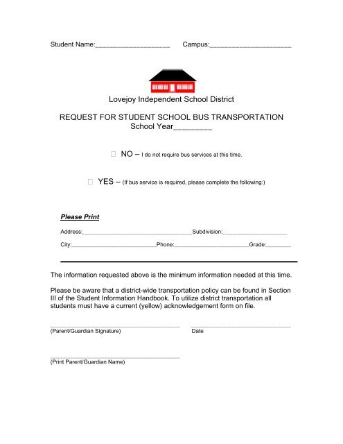 NEW STUDENT REGISTRATION REQUIREMENTS - Lovejoy ISD