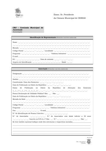 Inscrição - Associação - Câmara Municipal de Oeiras