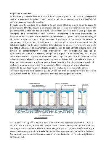 La platea a cassone La funzione principale delle strutture ... - Infobuild