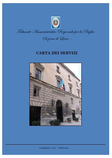 Carta dei servizi â TAR Puglia â Sez. di Lecce - Consiglio di Stato