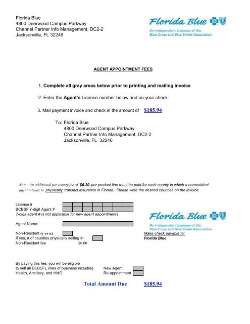 Appointment Fee Invoice - Florida Blue - BCBSF