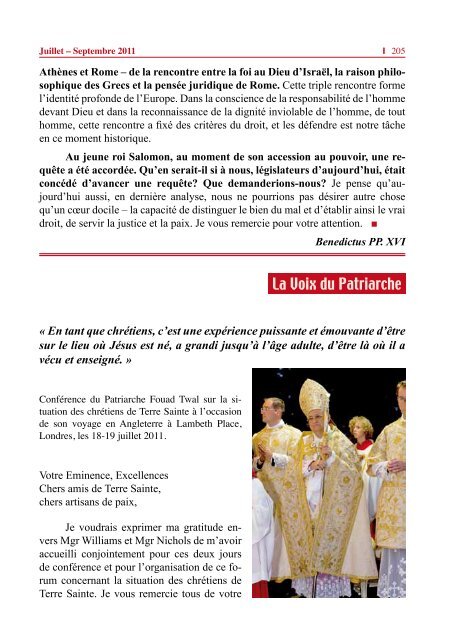 Bulletin - Patriarcat latin de JÃ©rusalem