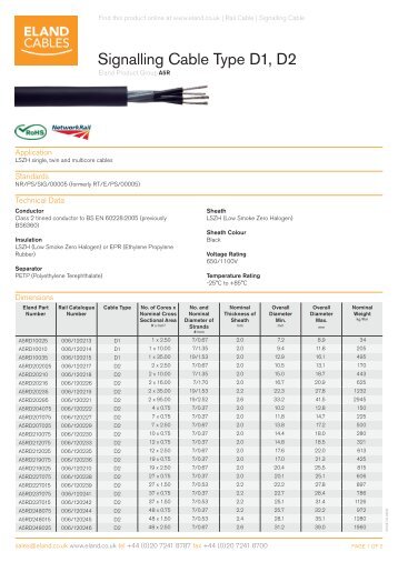 Signalling Cable Type D1, D2 - Eland Cables