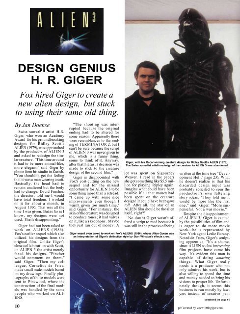 Design Genius H.R. Giger - the little HR Giger Page