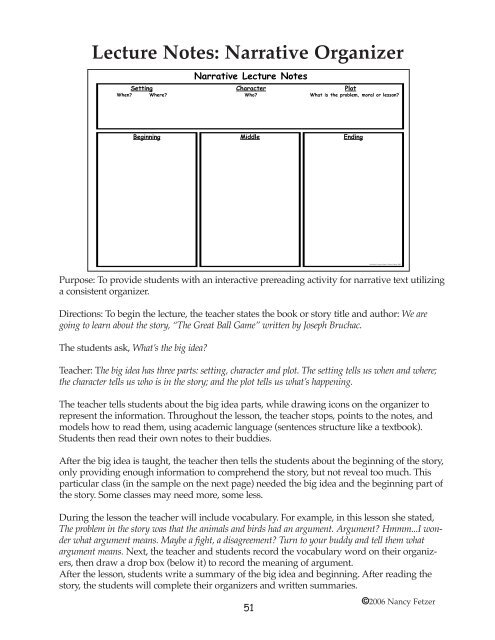 Lecture Notes Narrative - Nancy Fetzer