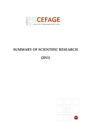 summary of scientific research (2011) - CEFAGE - Universidade de ...