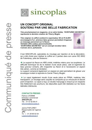 Sincoplas et les parfums Thierry Mugler - Bois-Colombes