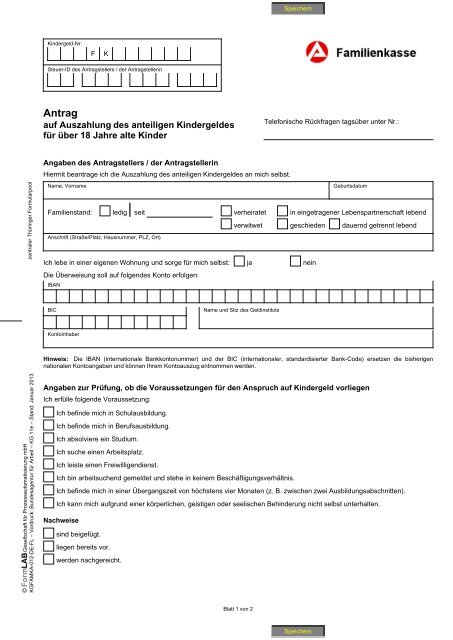 Antrag Auf Auszahlung Des Anteiligen Kindergeldes Kg 11e
