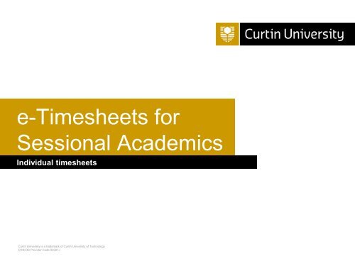 Rejected Timesheets - Curtin University
