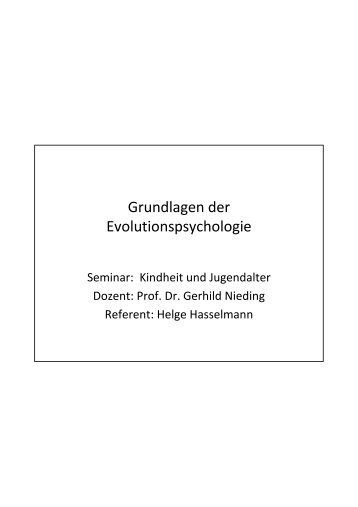 Grundlagen der Evolutionspsychologie