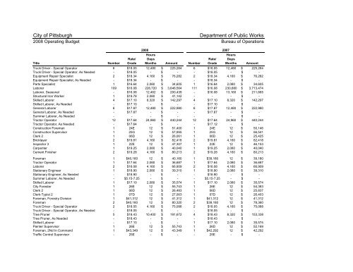 2008 Operating & Capital Budget - City of Pittsburgh