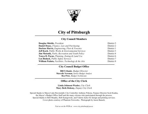 2008 Operating & Capital Budget - City of Pittsburgh