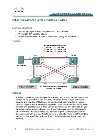 Lab 8-1 Securing the Layer 2 Switching Devices