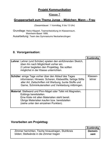 Gruppenarbeit will gelernt sein - des Gymnasium Neckartenzlingen