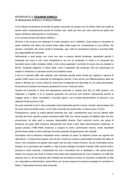 1 INTERVISTA A CESARINI ENRICO di Alessandra Arduini e ...