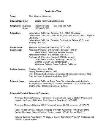 Curriculum Vitae - Westmont College