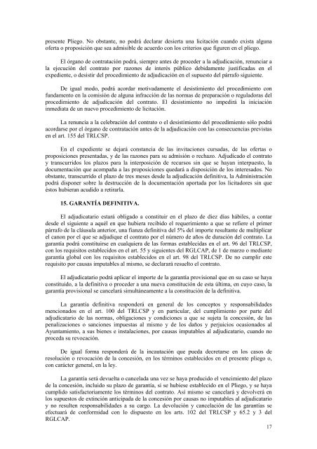 01 pliego licencias actividades parque fluvial 19 12 - Ayuntamiento ...