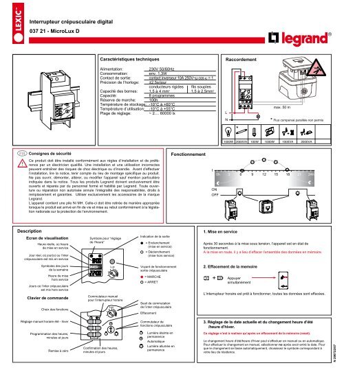 notice inter crepusculaire 03721 legrand