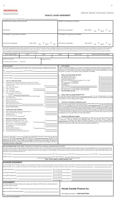 Alberta, British Columbia, Ontario - Honda Canada