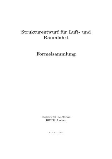 Strukturentwurf für Luft- und Raumfahrt Formelsammlung